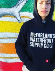 Black Hoodie with Cream Print