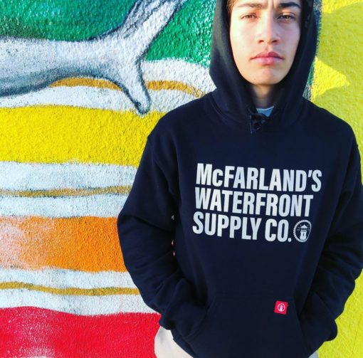 Black Hoodie with Cream Print